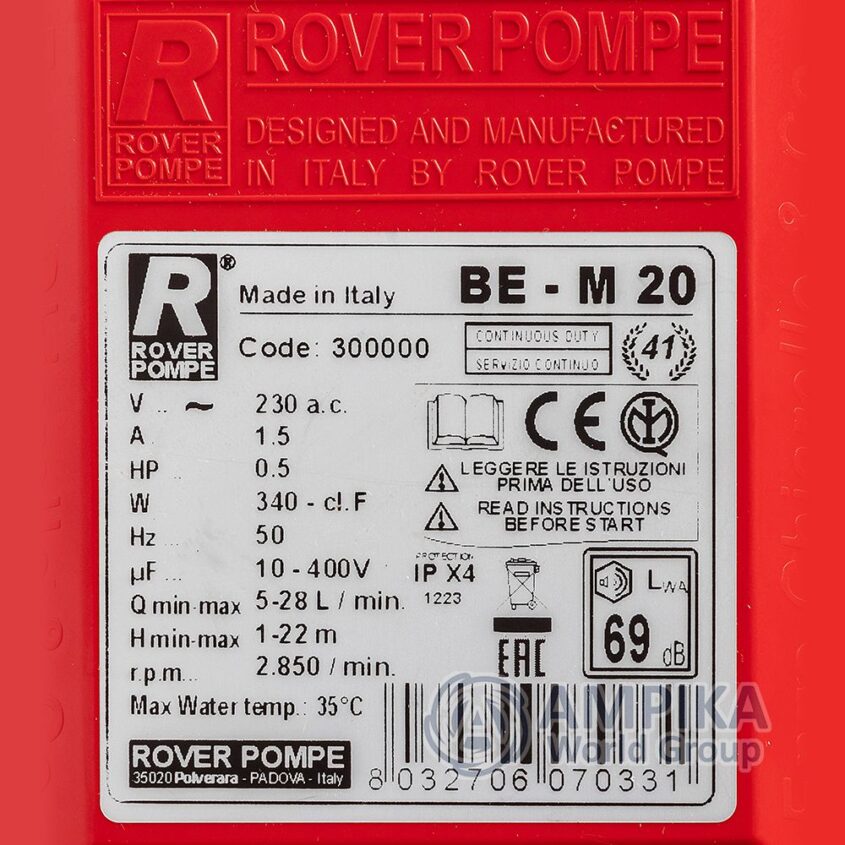 Bomba Rover Pompe BE-M 20