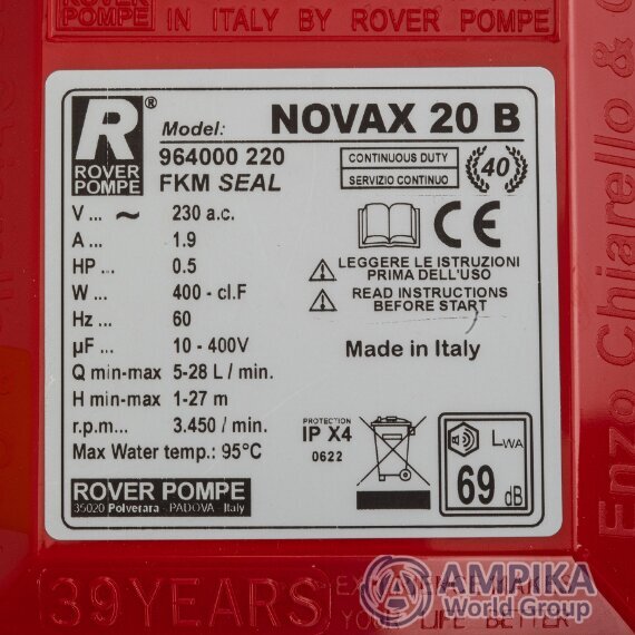 Bomba Rover Pompe NOVAX 20 B