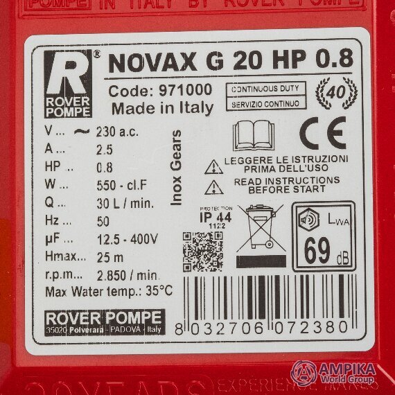 Bomba Rover Pompe NOVAX G 20 HP 0