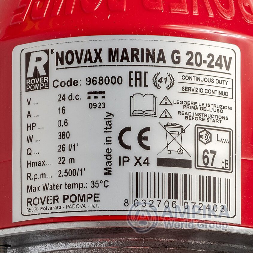 Bomba Rover Pompe NOVAX MARINA G 20-24 V