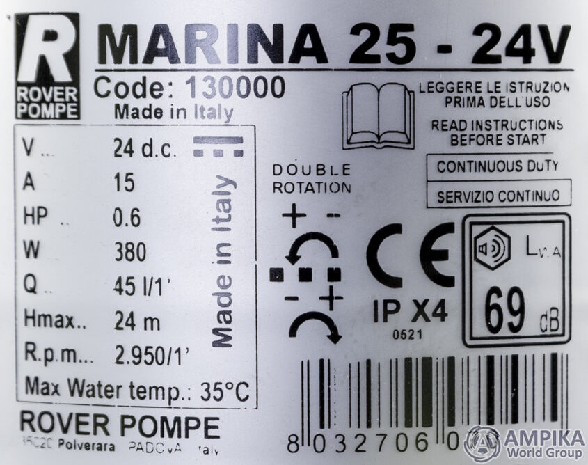 Bomba Rover Pompe MARINA 25-24V