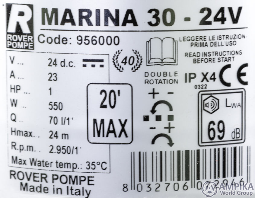 Bomba Rover Pompe MARINA 30-24V