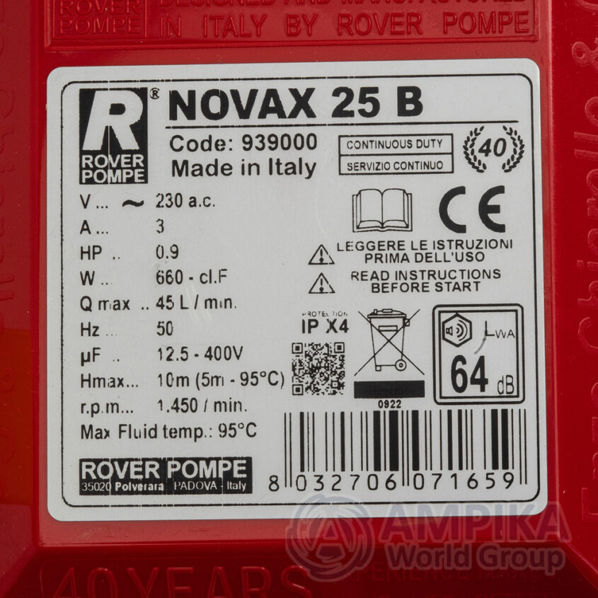 Bomba Rover Pompe NOVAX 25 B