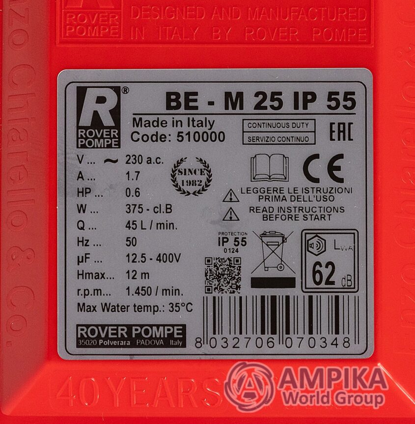 Bomba Rover Pompe BE-M 25 IP 55